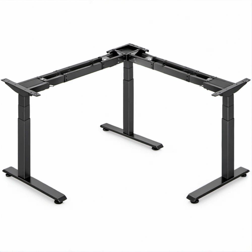 Struttura per scrivania ad angolo a L regolabile, nera, 110-190 x 80-150 x 60-125 cm