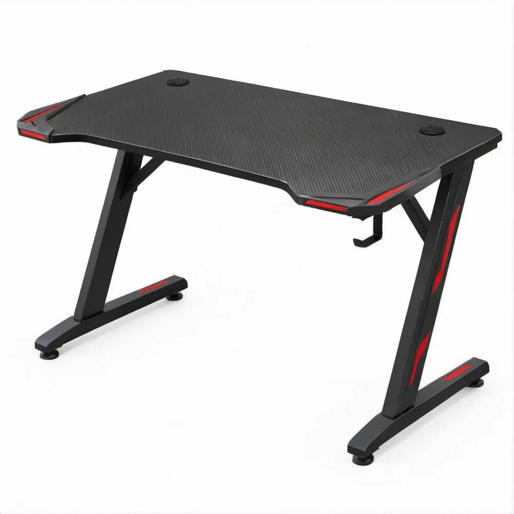 Scrivania gaming rettangolare nera e rossa in MDF e acciaio 120 x 60 x 75 cm