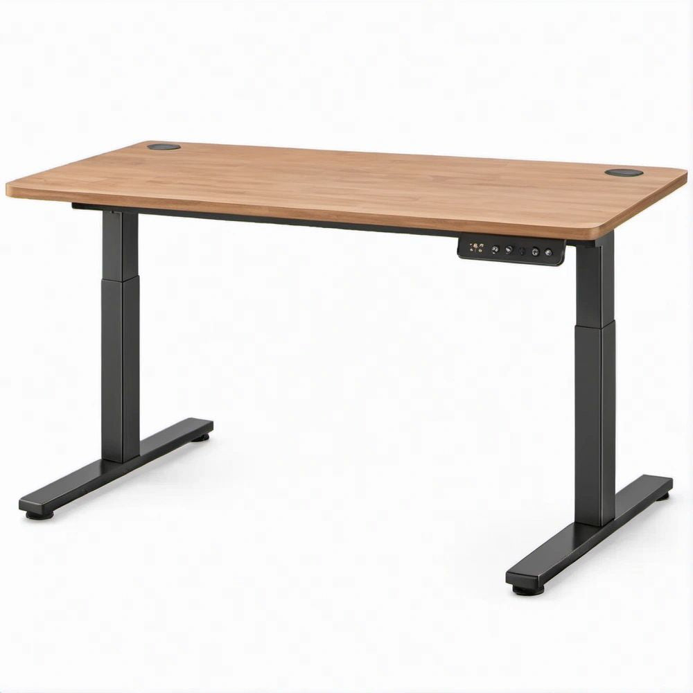 Scrivania elettrica regolabile in altezza rovere e nero 120 x 60 cm