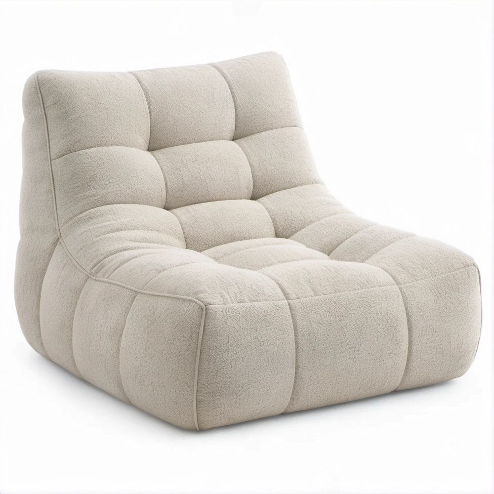 Poltrona lounge imbottita in bouclé di poliestere beige 90 x 95 x 85 cm