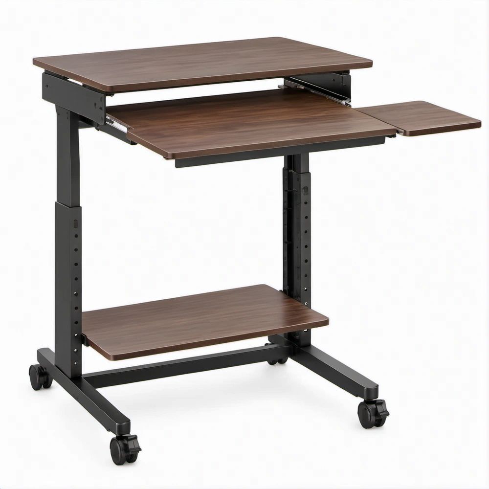 Scrivania Mobile Regolabile Marrone Noce e Nero 95 x 55 x 75-95 cm
