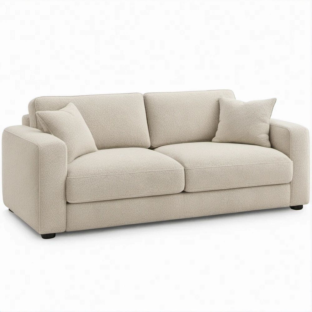 Divano 2 posti beige in tessuto bouclé 180 x 90 x 85 cm