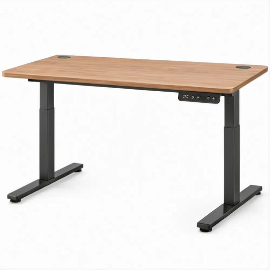 Scrivania elettrica regolabile in altezza rovere e nero 120 x 60 cm