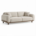 Divano curvo 3 posti beige con struttura in legno massello, 220 x 95 x 78 cm