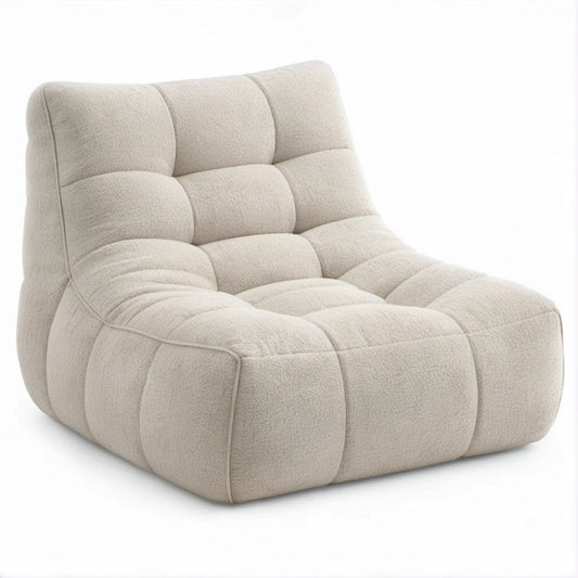 Poltrona lounge imbottita in bouclé di poliestere beige 90 x 95 x 85 cm