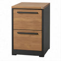 Cassettiera a 2 Cassetti Effetto Rovere Naturale e Nero in MDF e Acciaio, 40 x 50 x 70 cm