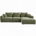 Divano angolare 3 posti con chaise longue destra in microfibra verde oliva, 270 x 160 x 85 cm