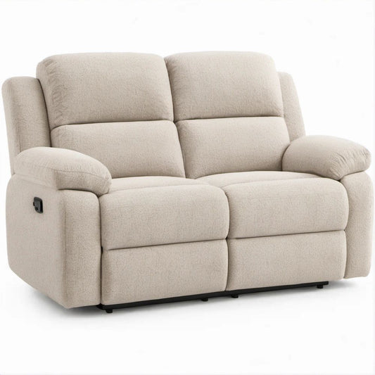 Divano reclinabile manuale 2 posti Beige/Nero in poliestere, 160 x 95 x 102 cm