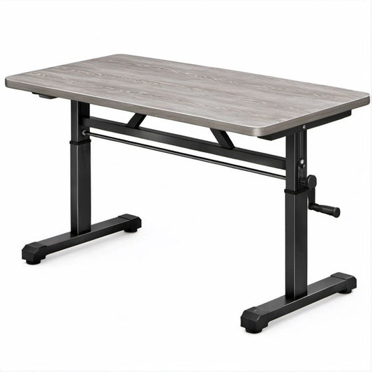 Scrivania regolabile manualmente in altezza 120 x 60 x 73-123 cm Grigio Rovere e Nero